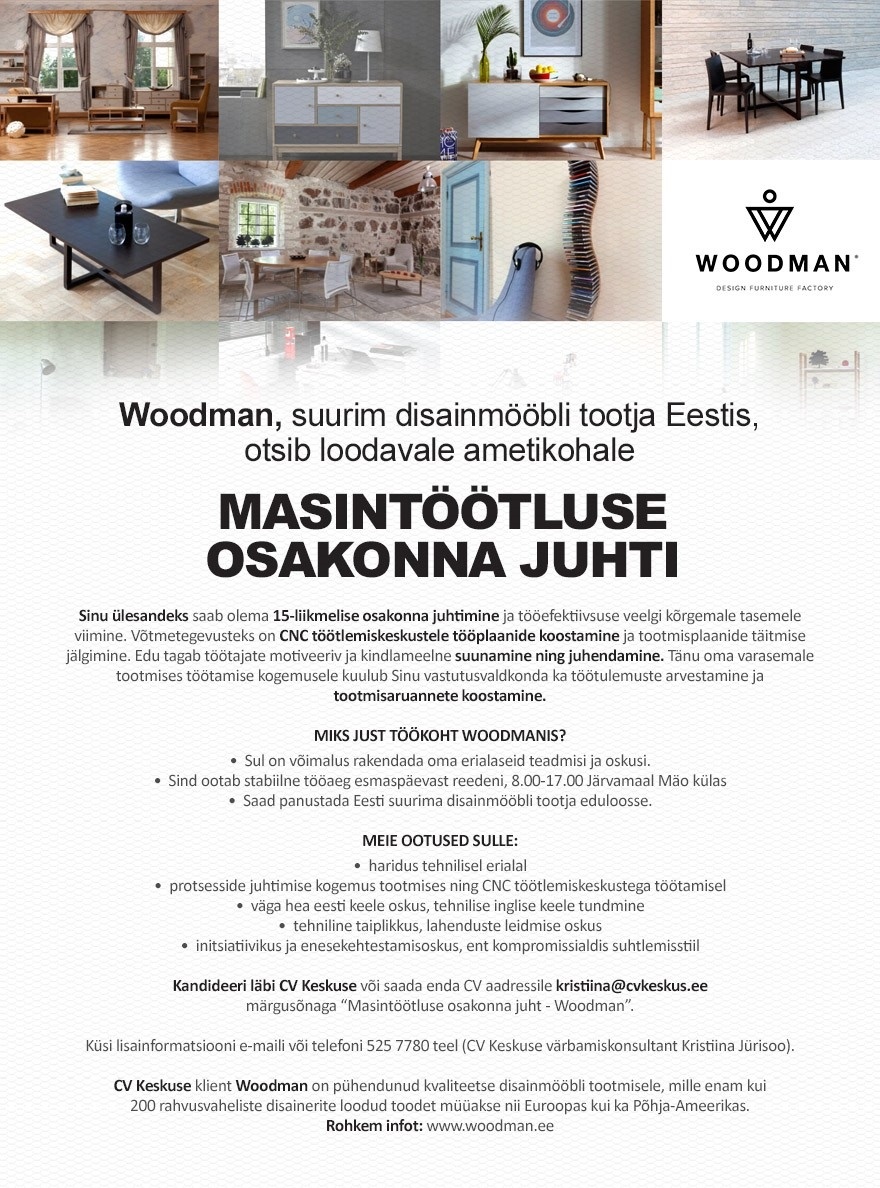 Woodman OÜ Masintöötluse osakonna juht