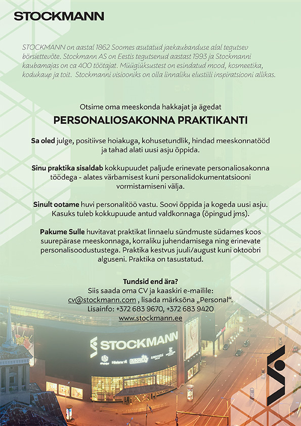 Stockmann AS Personaliosakonna praktikant