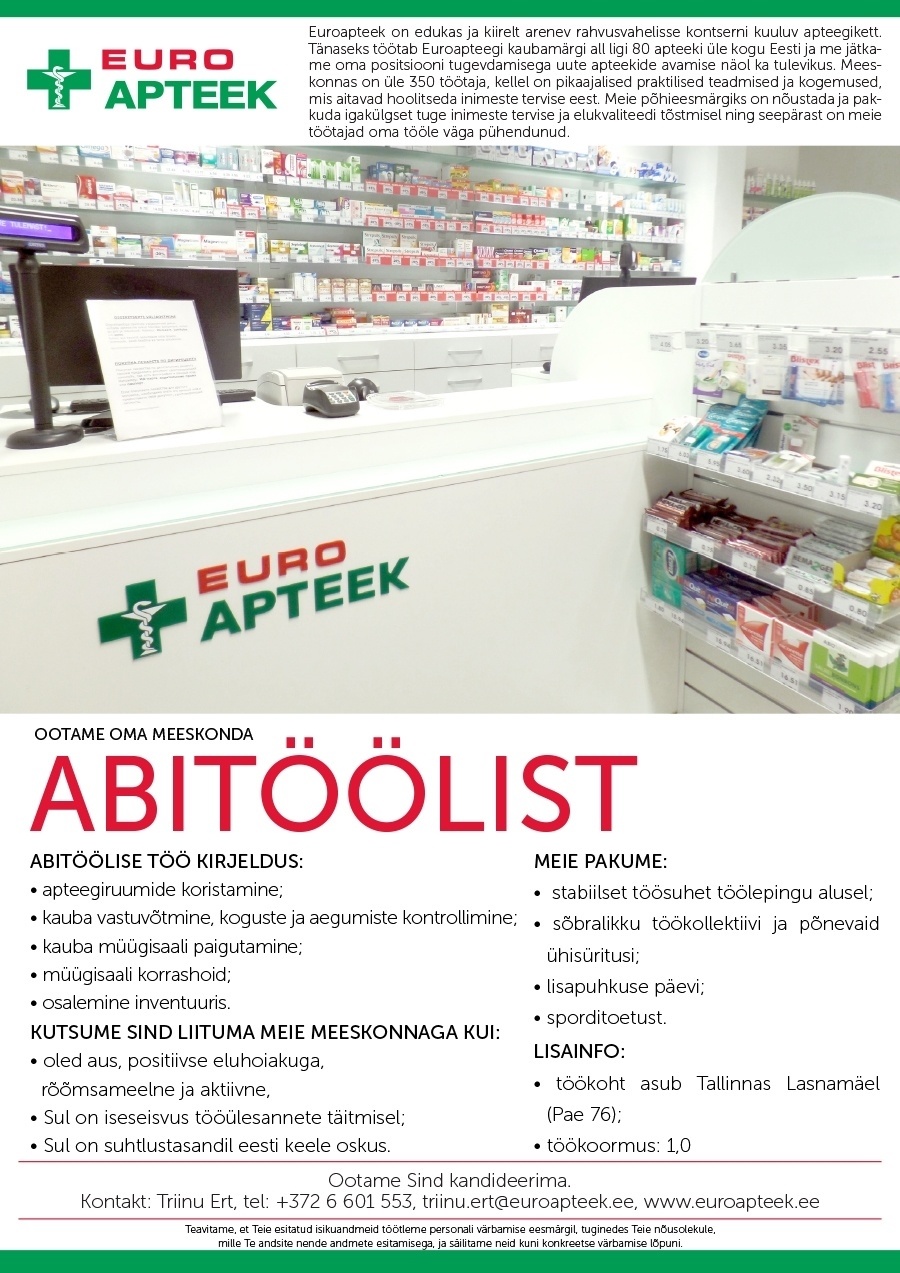 Euroapteek OÜ Abitööline (Pae apteek)