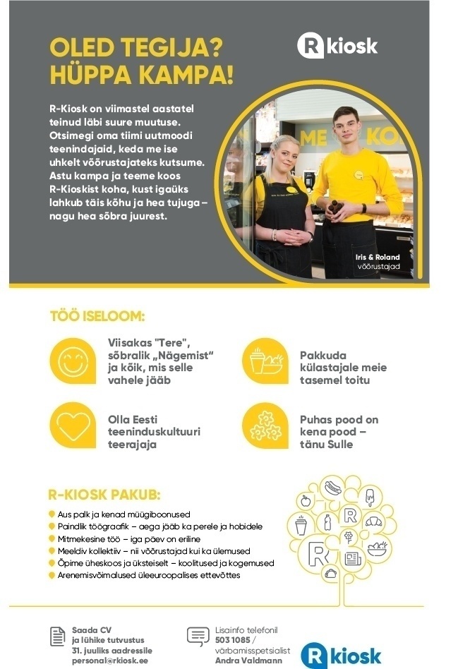 AS R-Kiosk Estonia Klienditeenindajaid Tartu Bussijaama R-Kioskisse