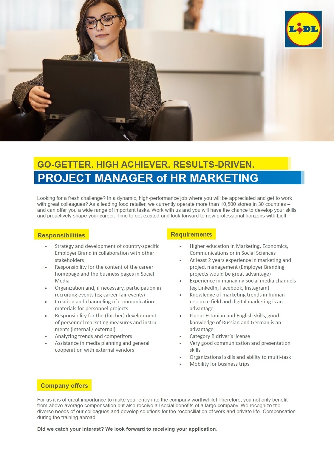 Lidl Eesti OÜ Project Manager of HR Marketing