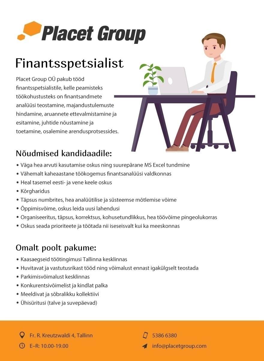 PLACET GROUP OÜ Finantsspetsialist