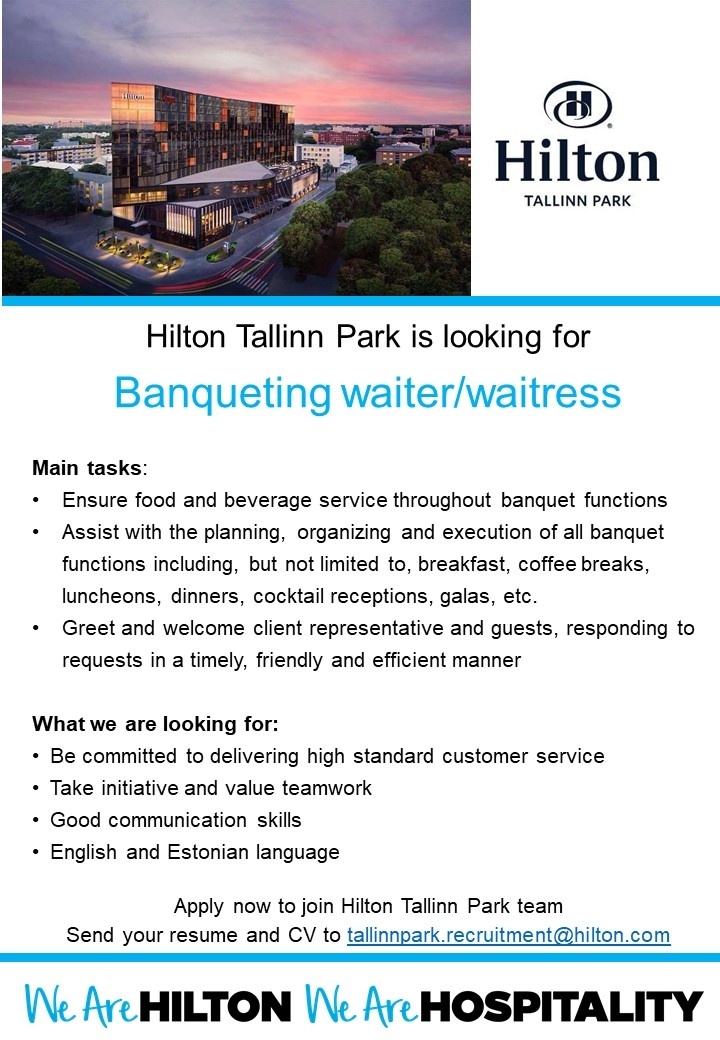 Hilton Tallinn Park Banqueting waiter (Hilton Tallinn Park)
