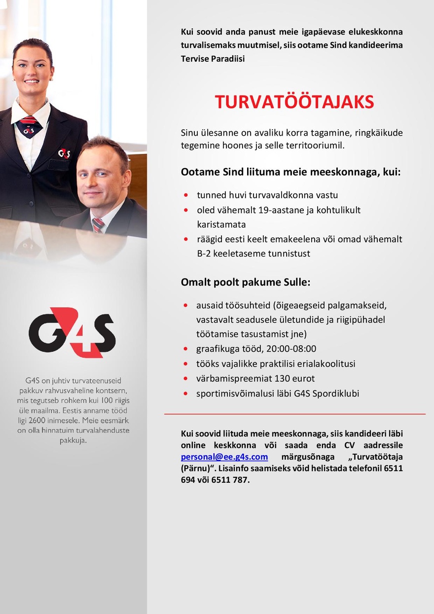 AS G4S Eesti Turvatöötaja spaas (Pärnu)
