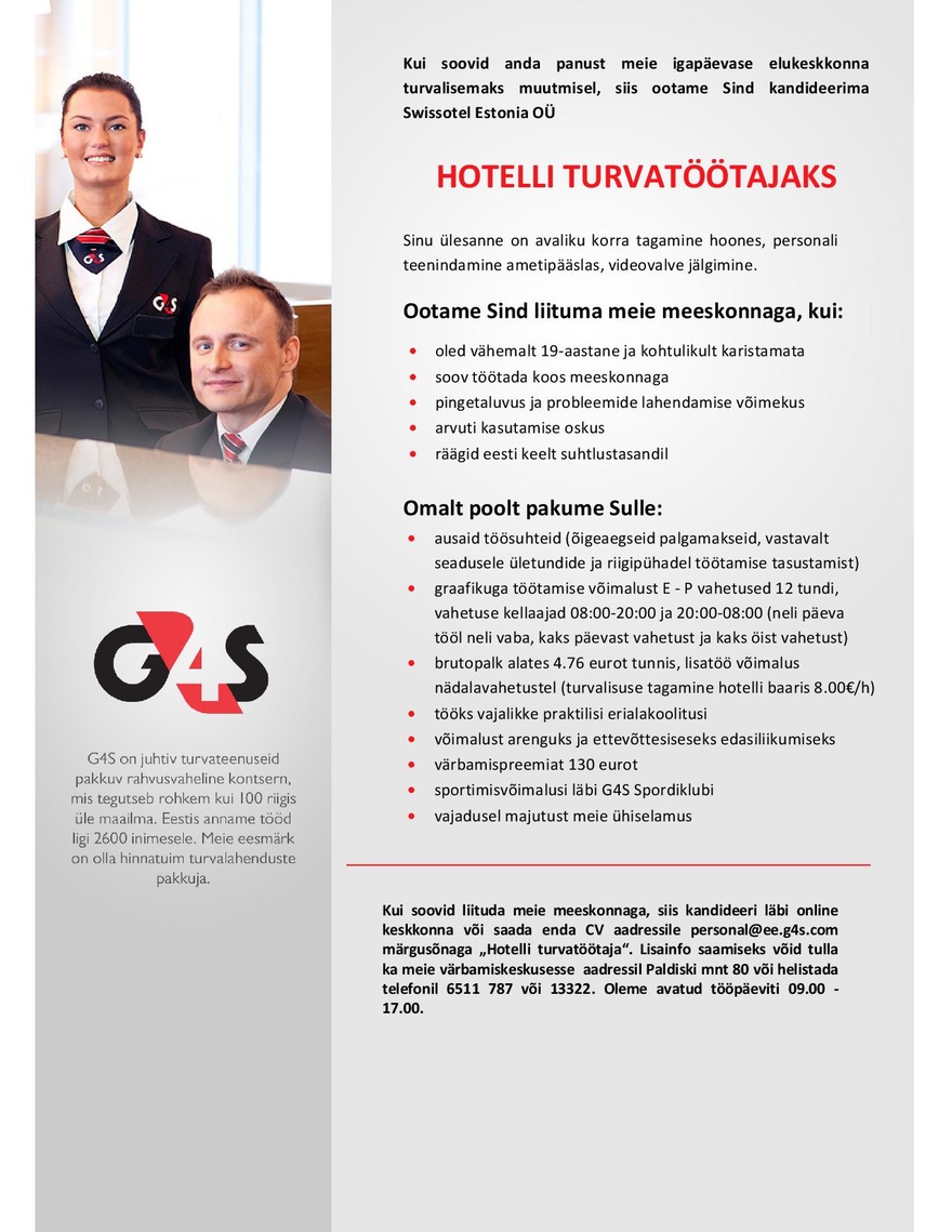 AS G4S Eesti Hotelli turvatöötaja