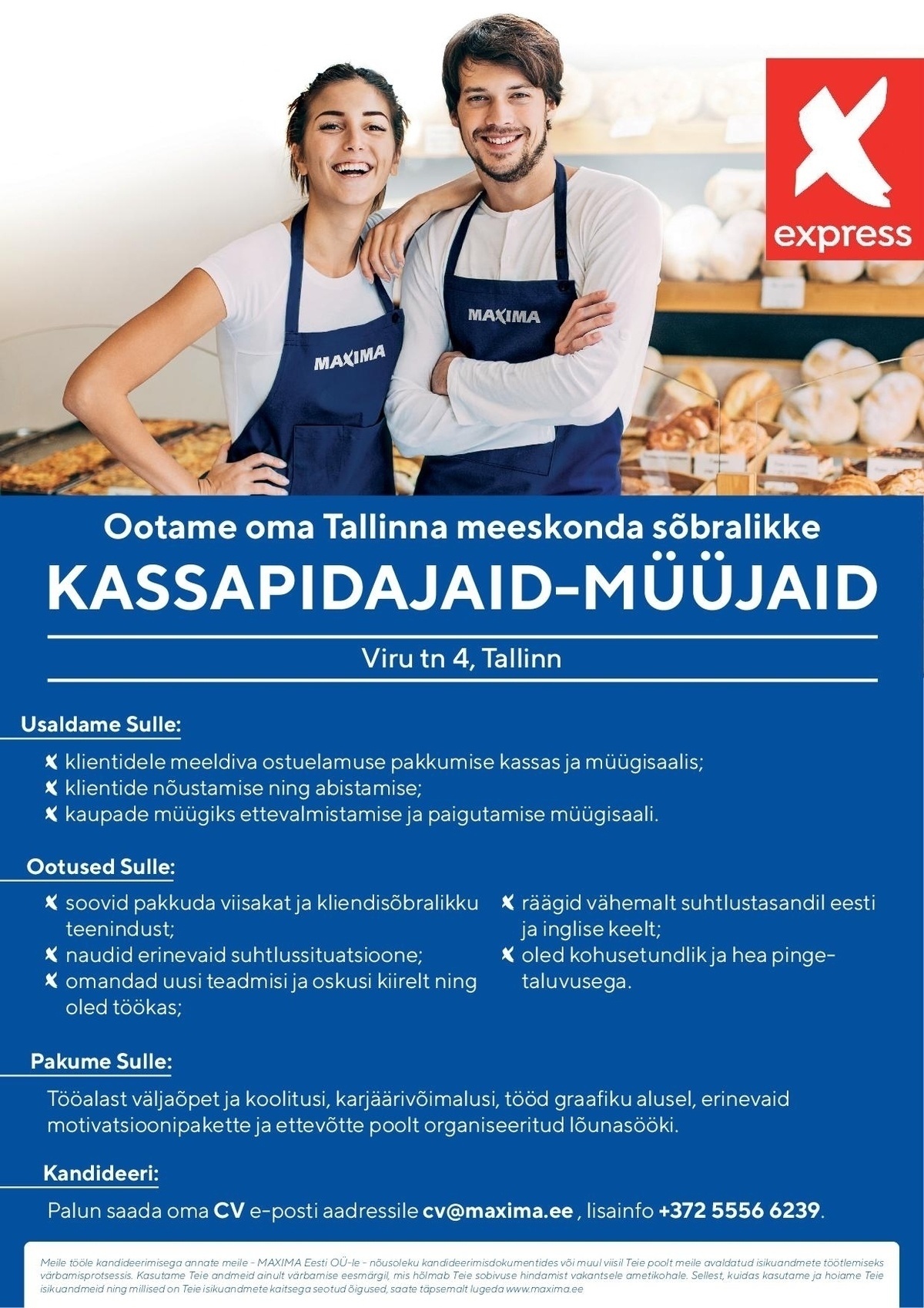 Maxima Eesti OÜ UUS MAXIMA EXPRESS POOD Tallinna vanalinnas, Viru tn 4