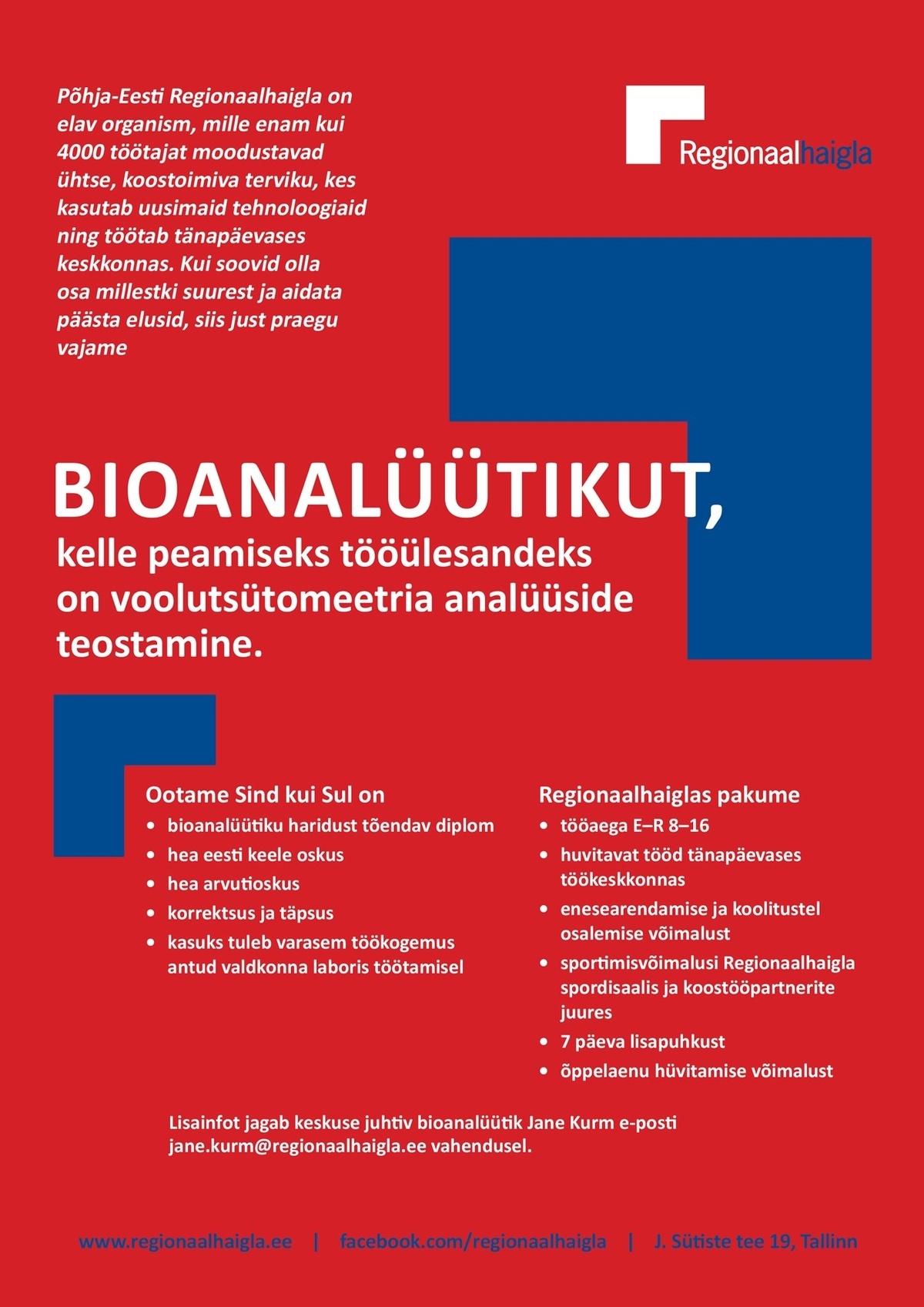 Põhja-Eesti Regionaalhaigla SA Bioanalüütik voolutsütomeetria valdkonda