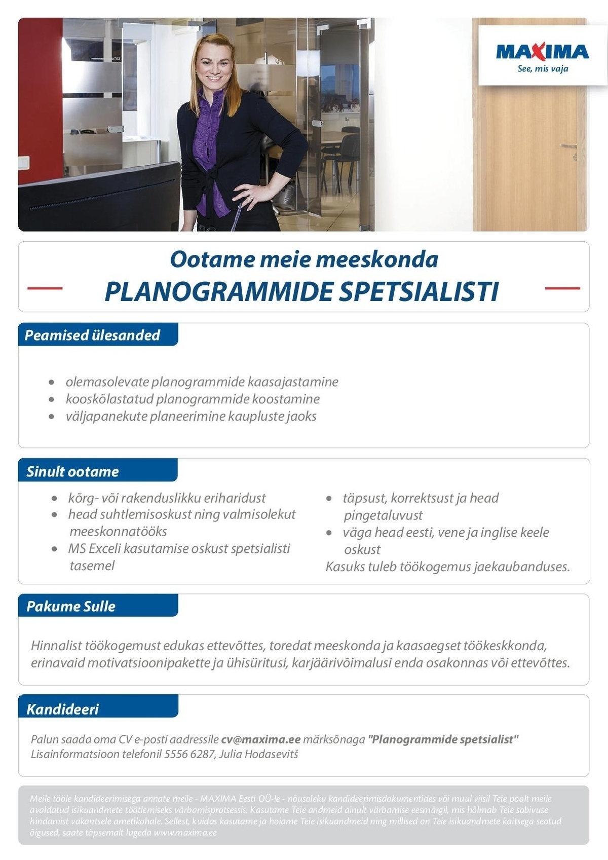 Maxima Eesti OÜ Planogrammide spetsialist 