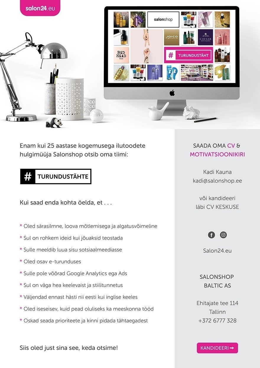 Salonshop Baltic AS Turundusspetsialist