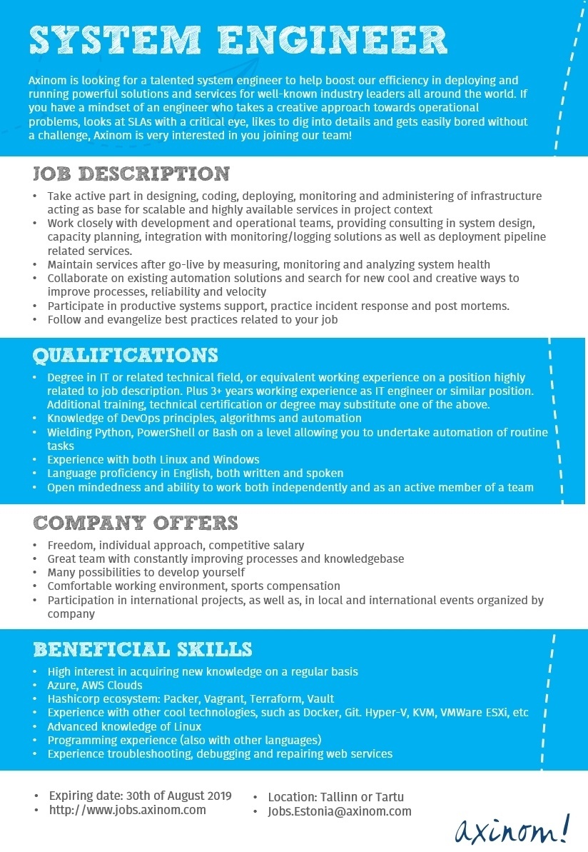 Axinom Eesti OÜ System Engineer