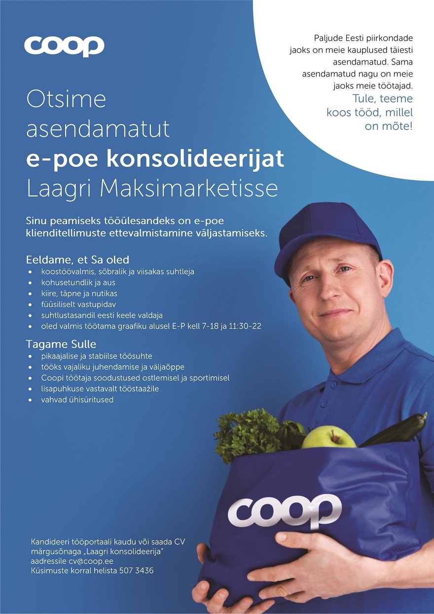 Coop Eesti Keskühistu E-poe konsolideerija (Laagri Maksimarket)