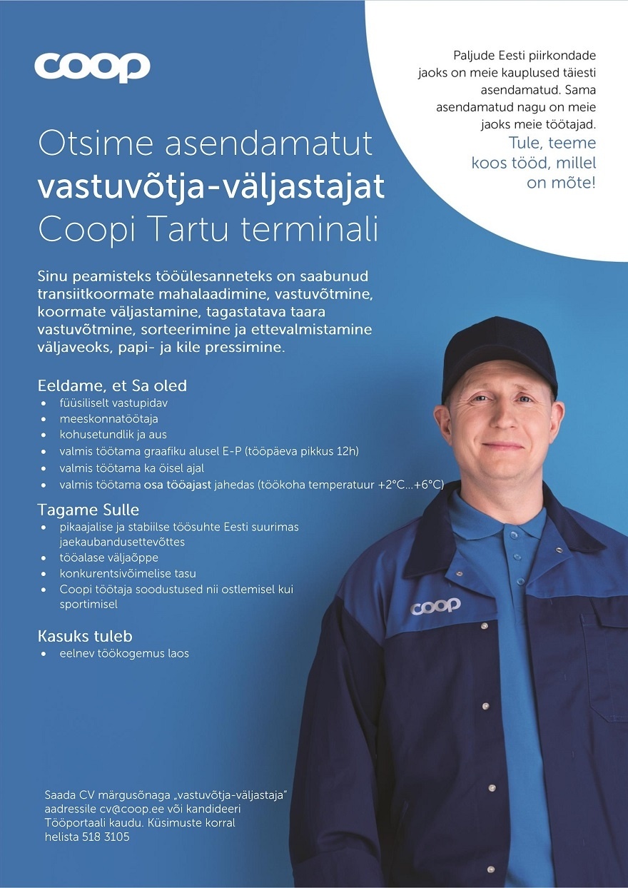 Coop Eesti Keskühistu Vastuvõtja-väljastaja (Tartu terminal)