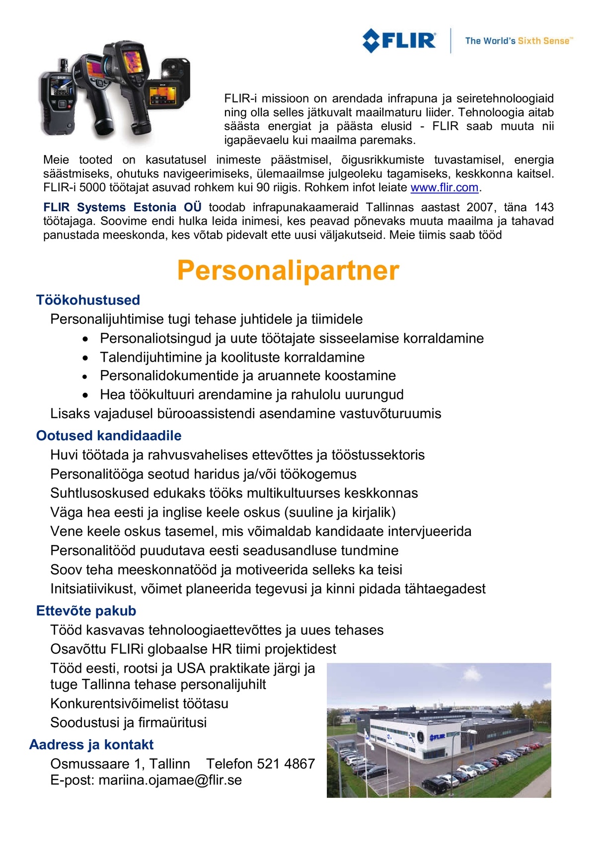 FLIR Systems Estonia OÜ Personalipartner