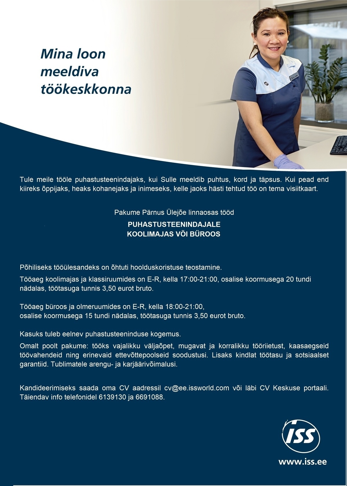ISS Eesti AS Puhastusteenindaja Pärnus koolimajas või büroos