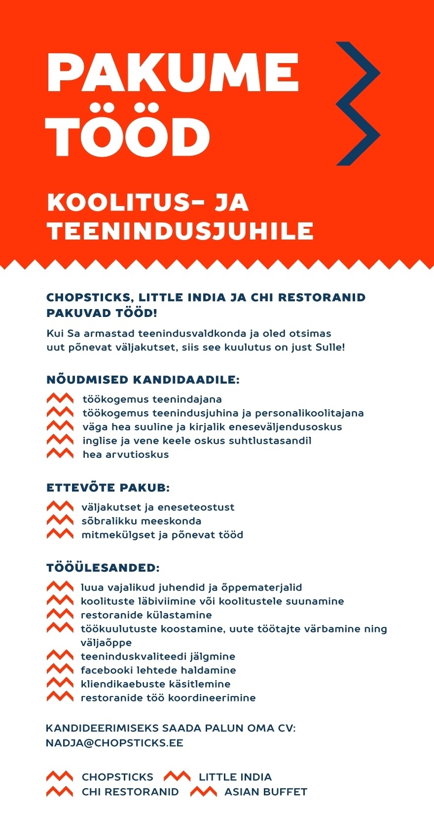 Mckenzie Invest OÜ Koolitus-ja teenindusjuht