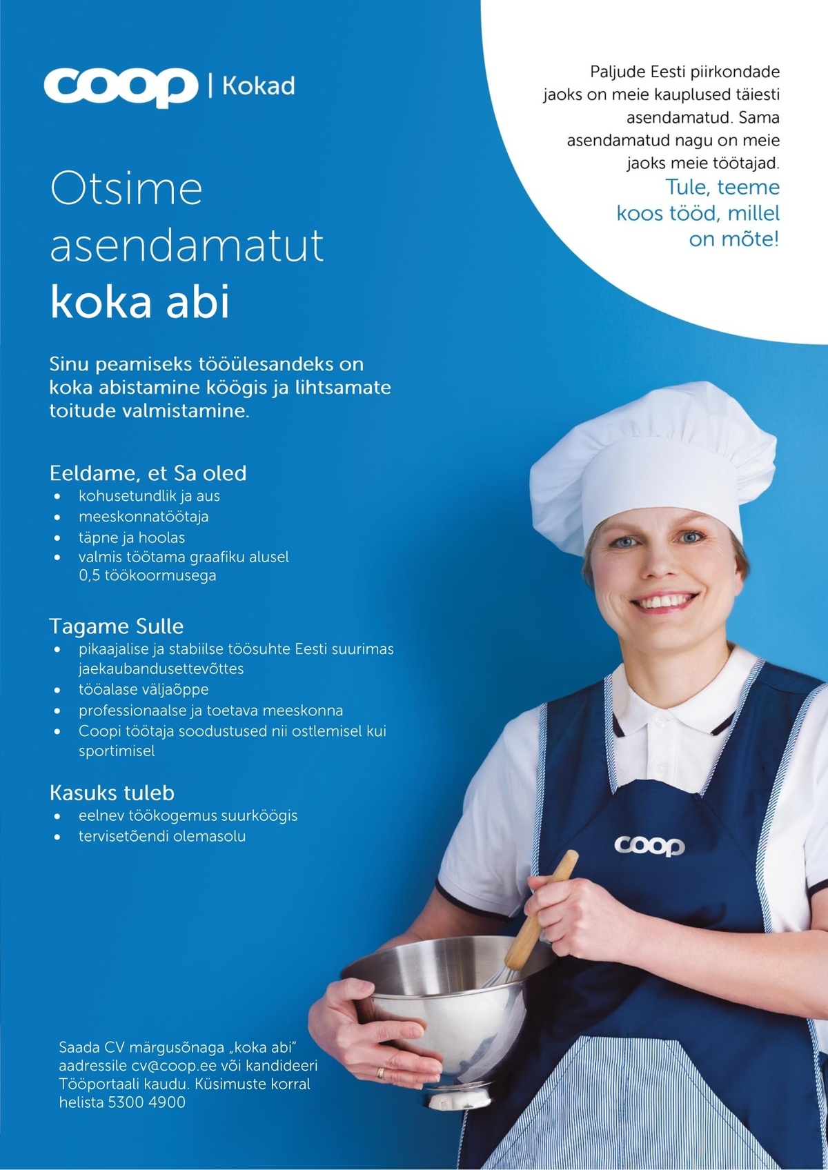Coop Eesti Keskühistu Koka abi (osaline tööaeg)