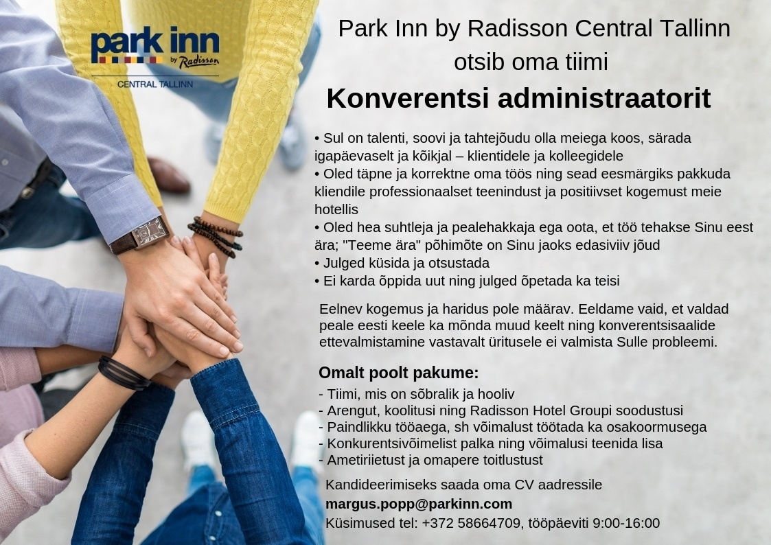 Park Inn by Radisson Central Tallinn Konverentsi administraator