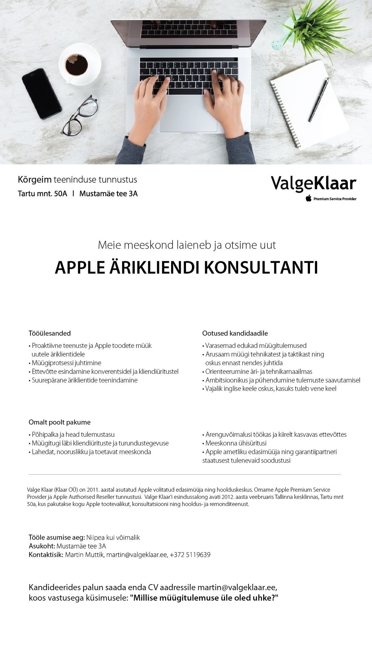 KLAAR OÜ Apple ärikliendi konsultant