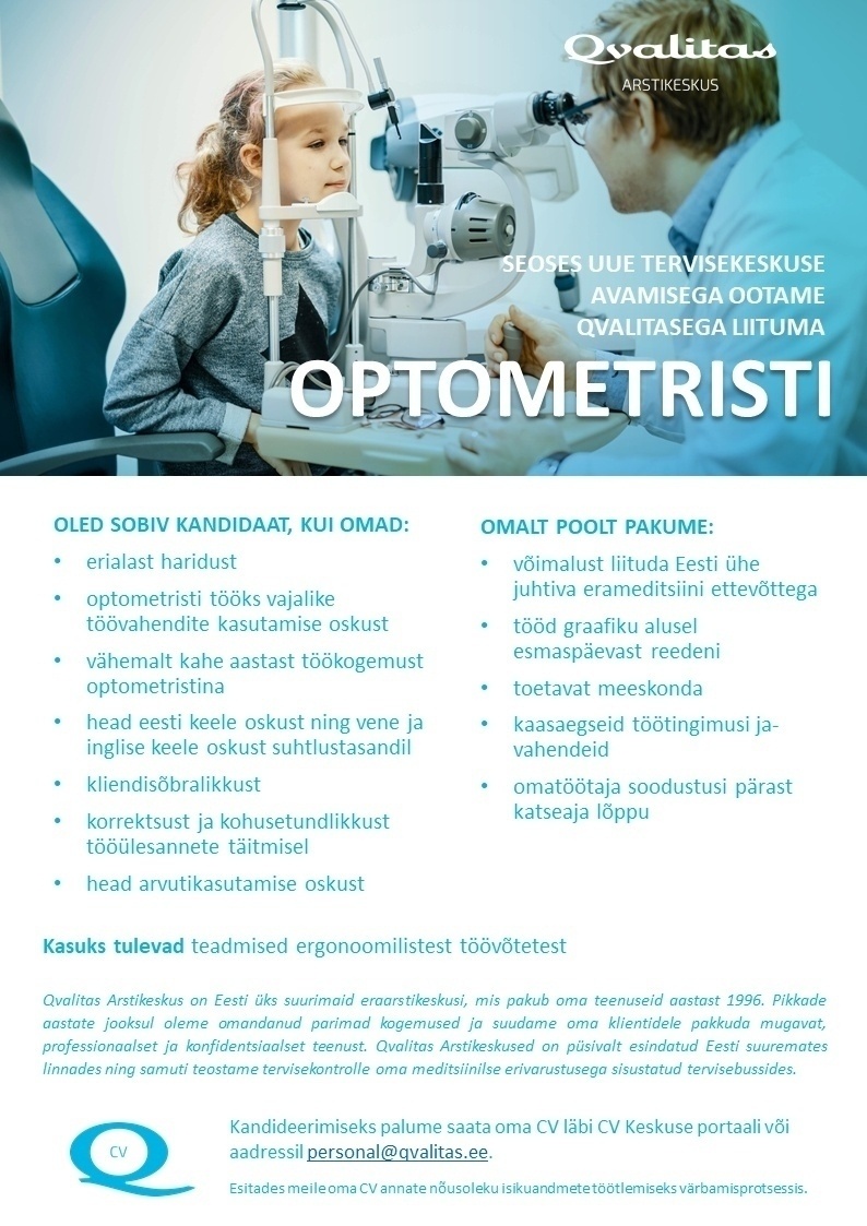QVALITAS ARSTIKESKUS AS Optometrist