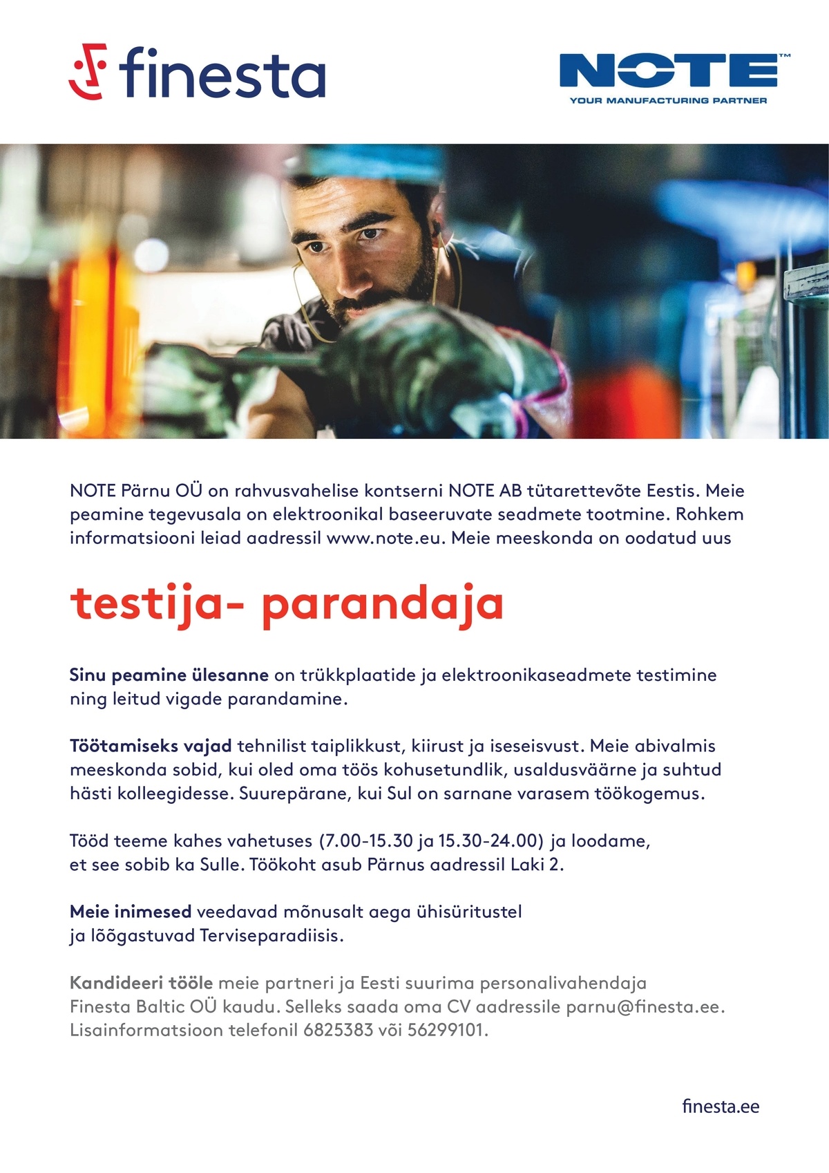 Finesta Baltic OÜ Testija-parandaja