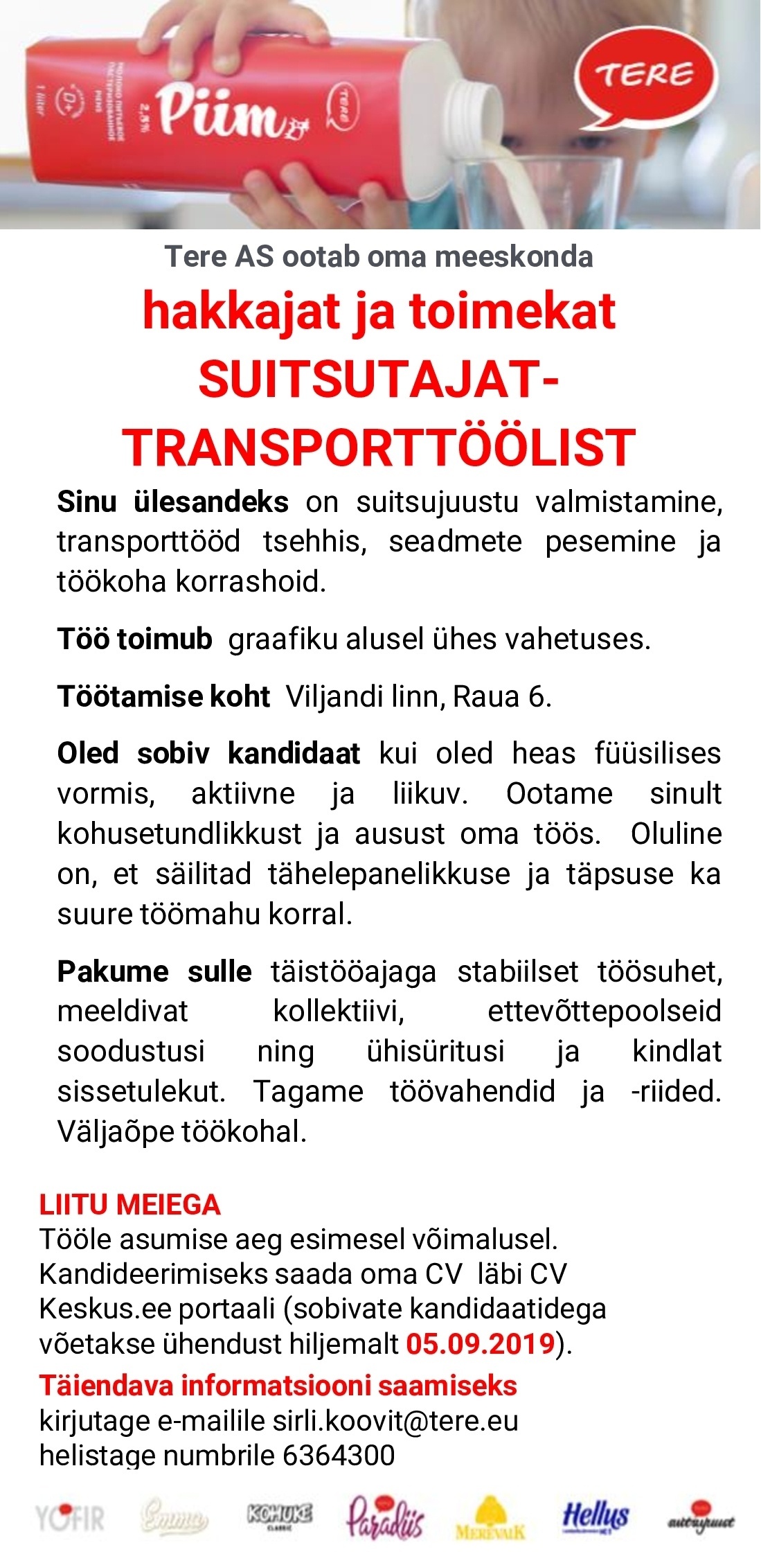 Tere AS Suitsutaja-transporditööline