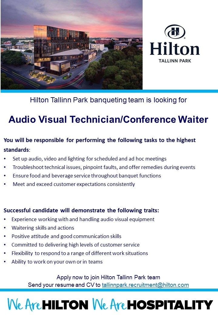 Hilton Tallinn Park AV Attendant/Conference Waiter