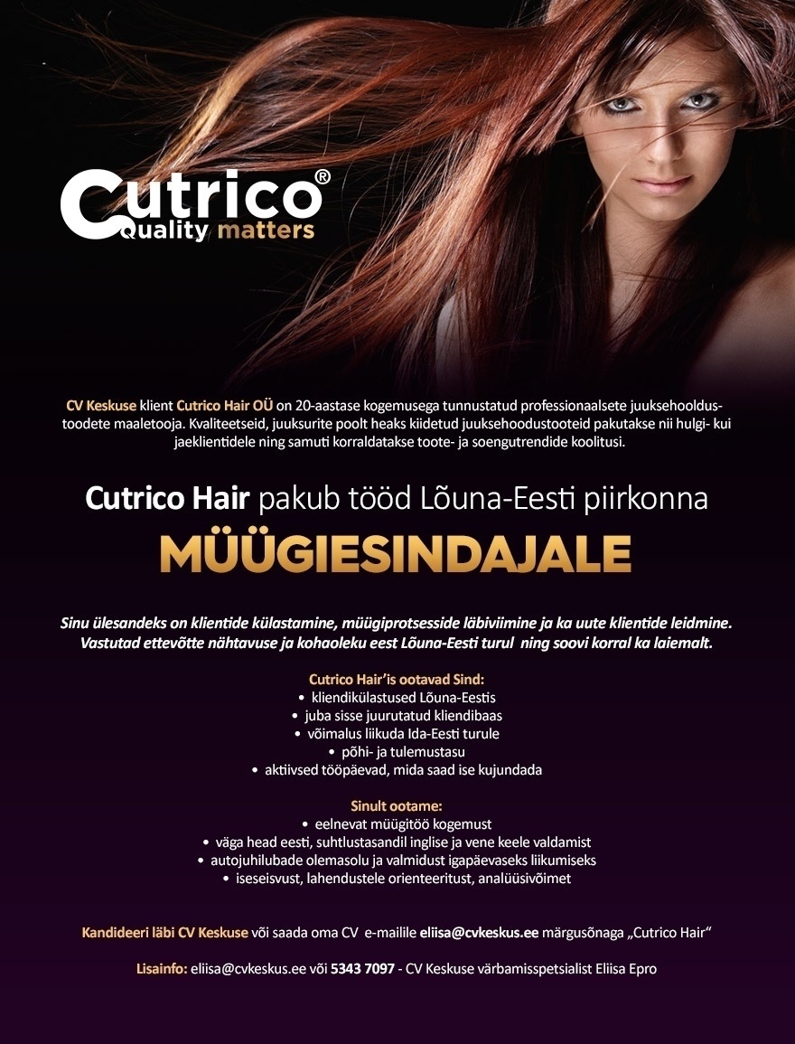 Cutrico Hair OÜ Müügiesindaja