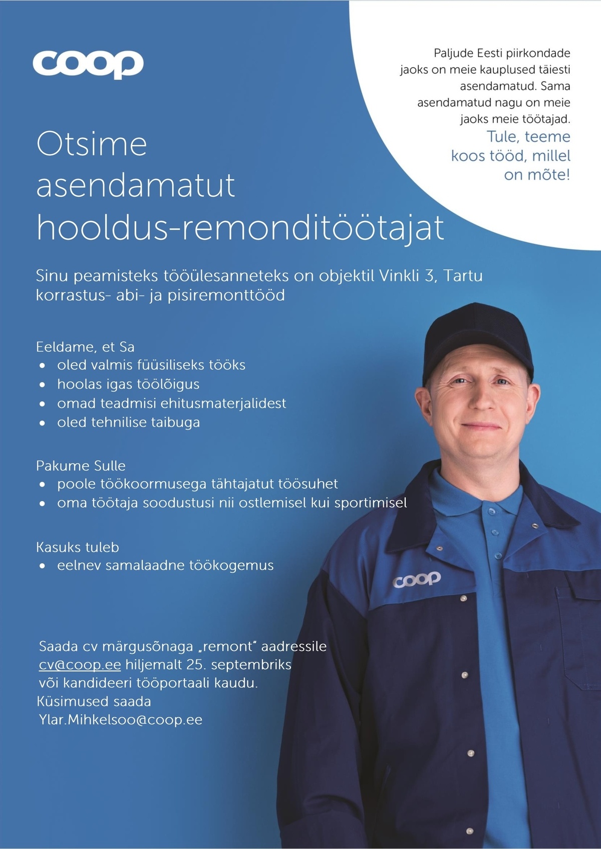 Coop Eesti Keskühistu Hooldus-remonditöötaja