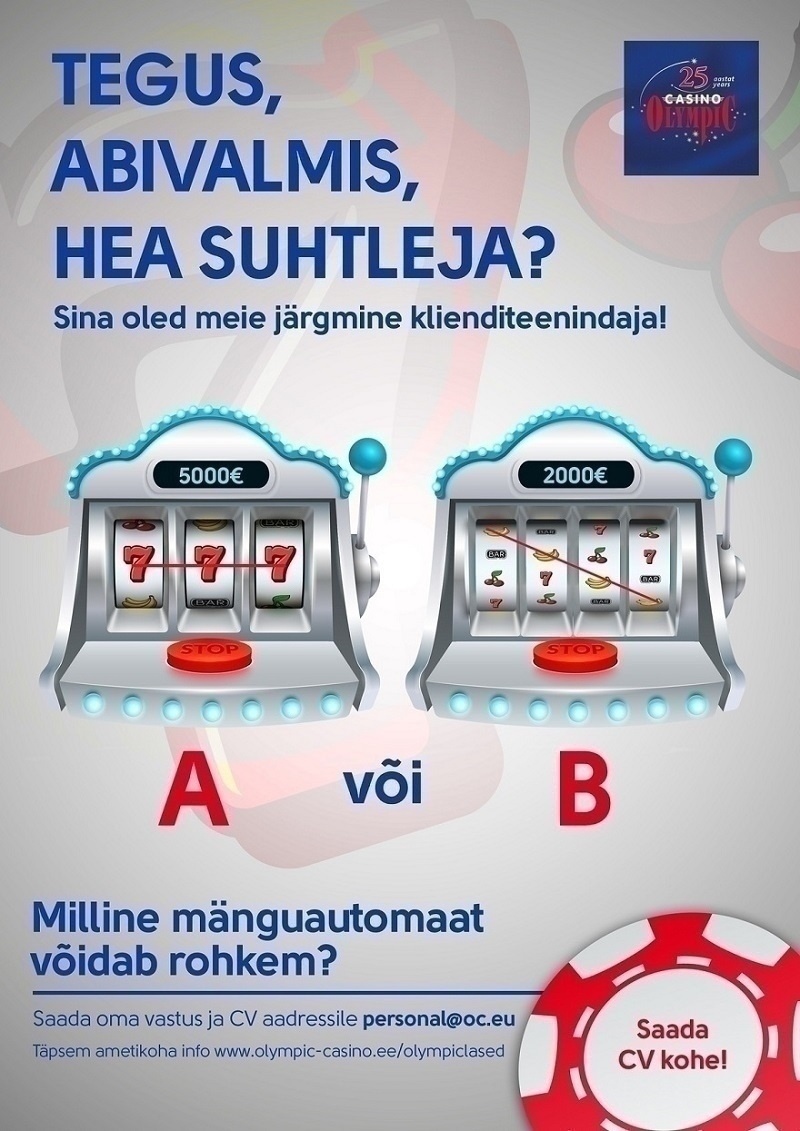 OLYMPIC ENTERTAINMENT GROUP AS Otsime klienditeenindaja-konsultante erinevatesse saalidesse