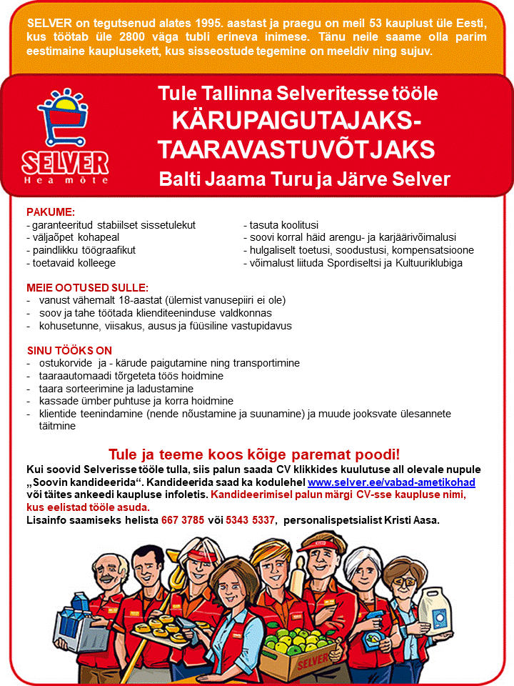 Selver Kärupaigaldaja-taaravastuvõtja Tallinna Selverites