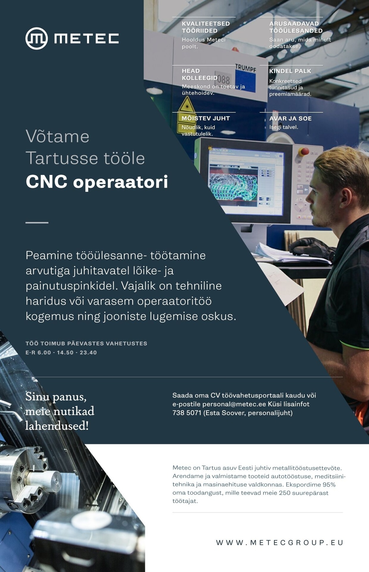 Tarmetec OÜ CNC-pingi operaator