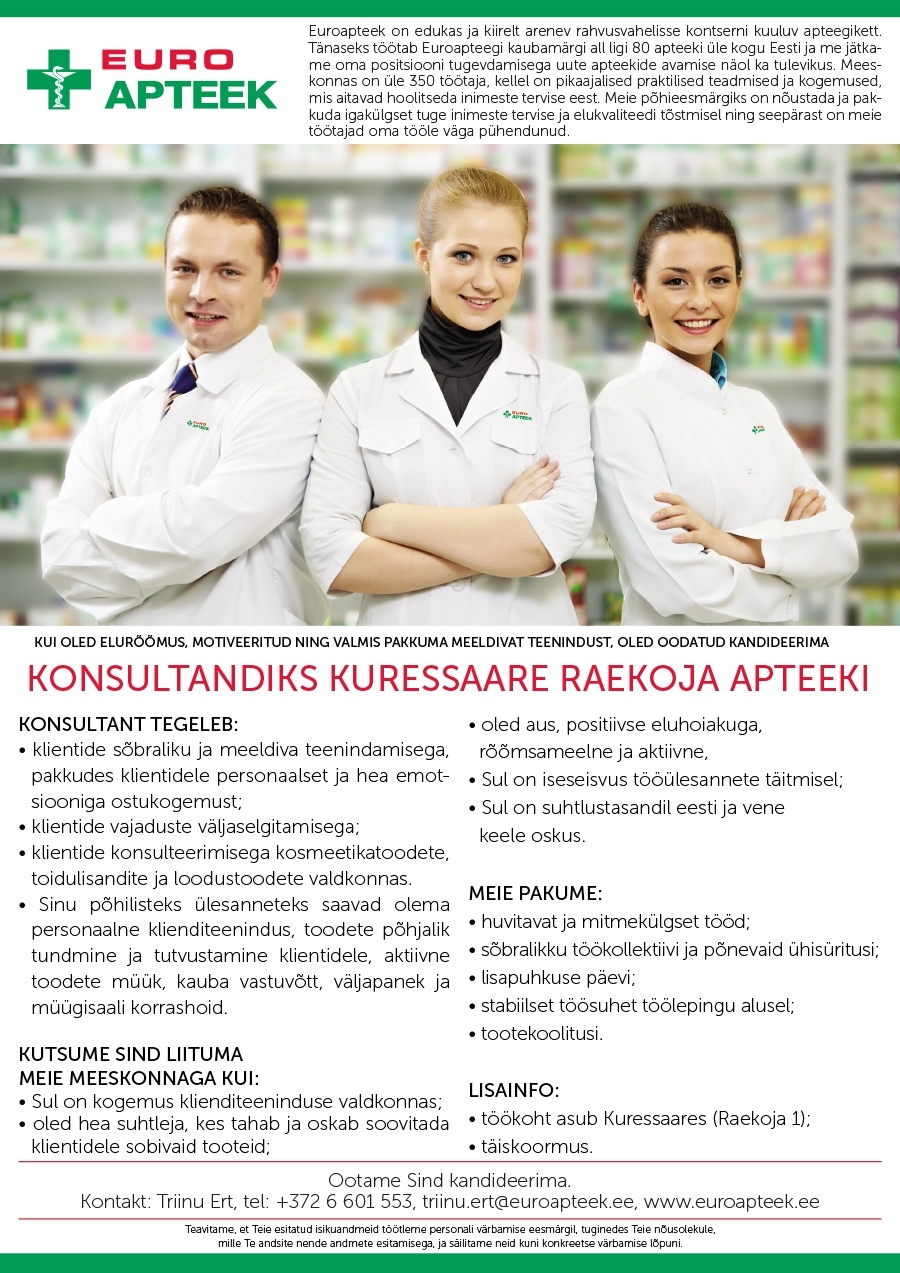Euroapteek OÜ Konsultant (Raekoja apteek)