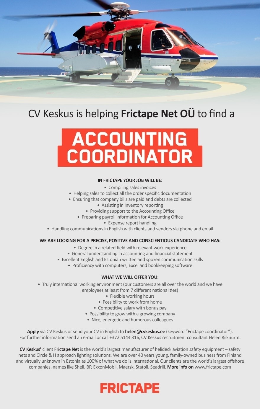 FRICTAPE NET OÜ Accounting coordinator