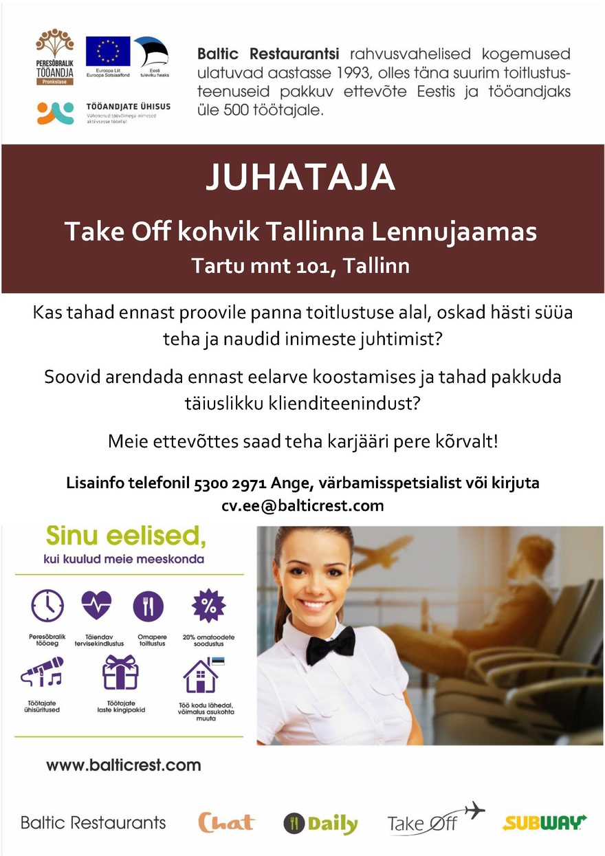 BALTIC RESTAURANTS ESTONIA AS JUHATAJA Take Off Kohviku Tallinna Lennujaamas
