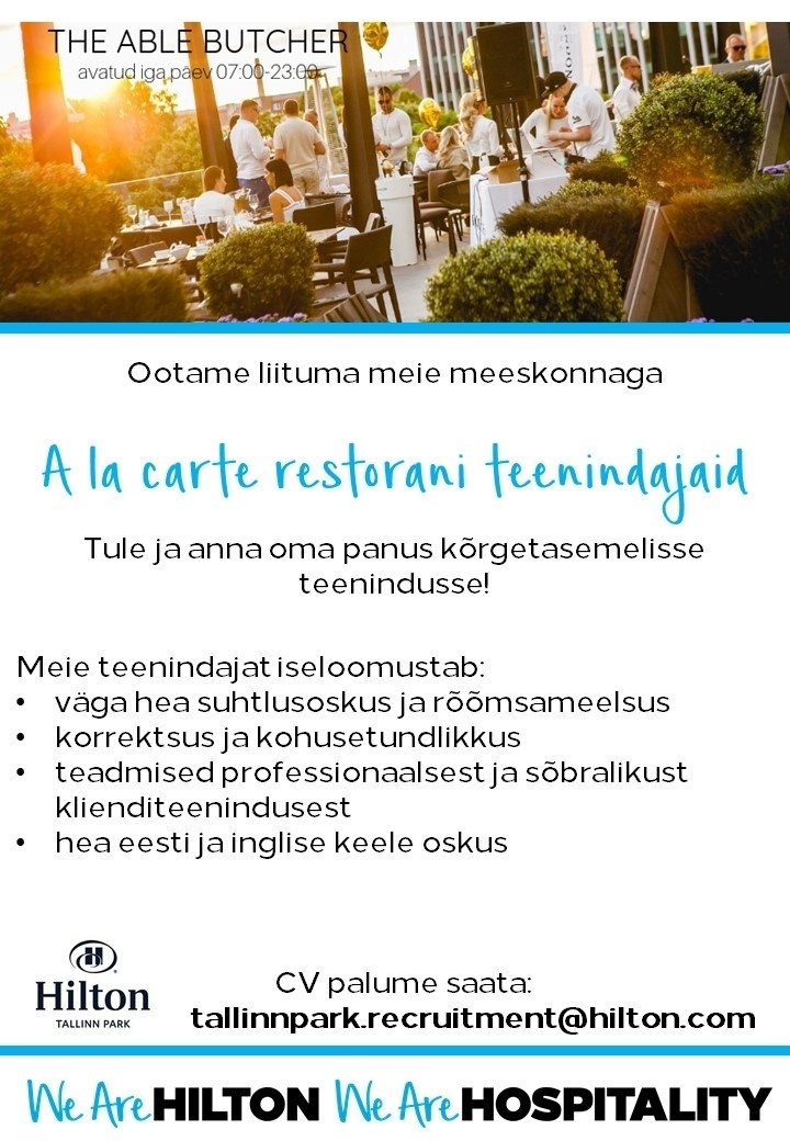 Hilton Tallinn Park A la carte restorani teenindaja (Hilton Tallinn Park)