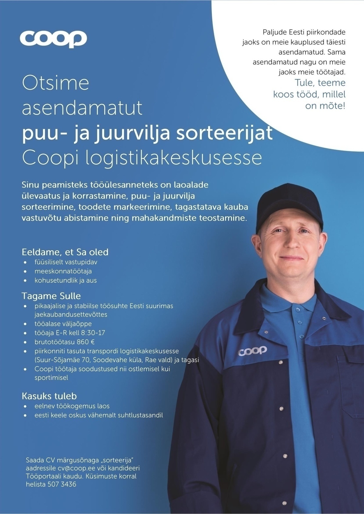 Coop Eesti Keskühistu Laotöötaja-sorteerija (jaheladu)