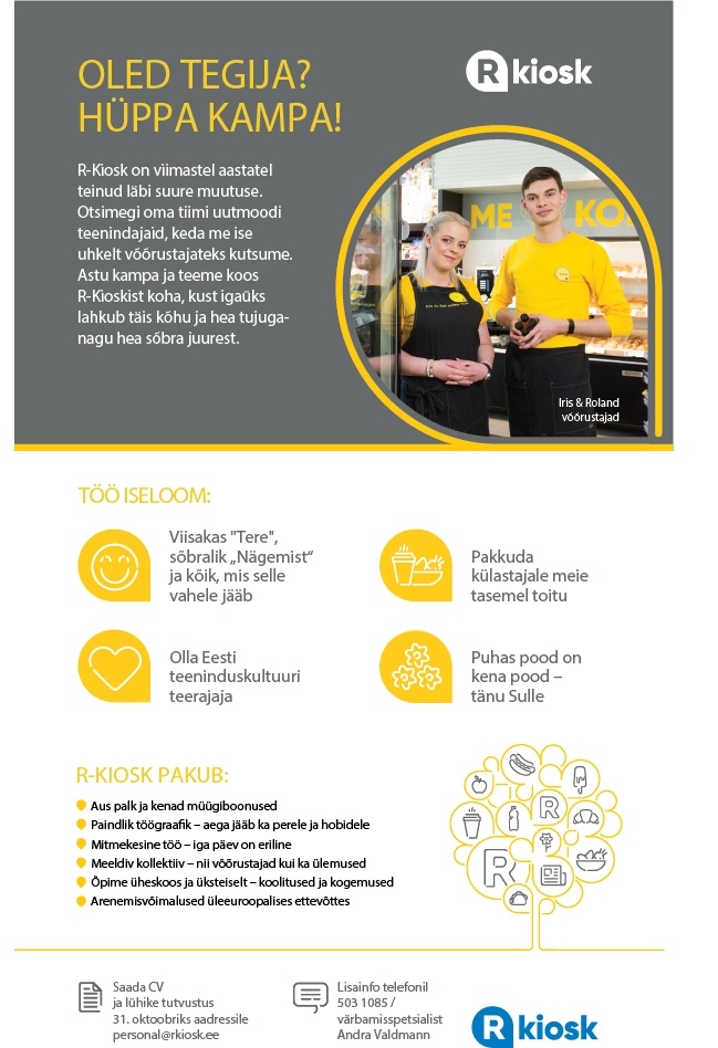 AS R-Kiosk Estonia Klienditeenindajaid Tallinna Kristiine Keskuse R-Kioskisse
