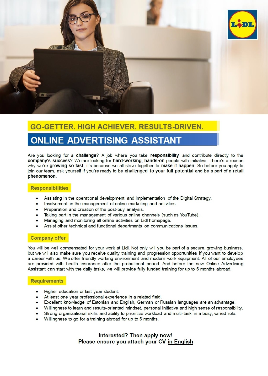 Lidl Eesti OÜ Online Advertising Assistant