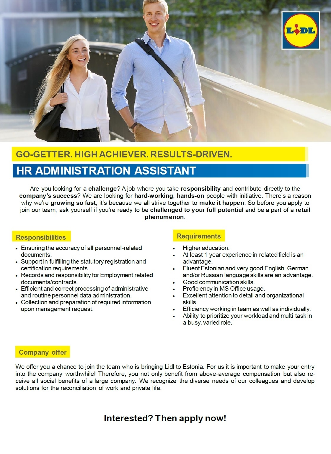Lidl Eesti OÜ HR Administration Assistant