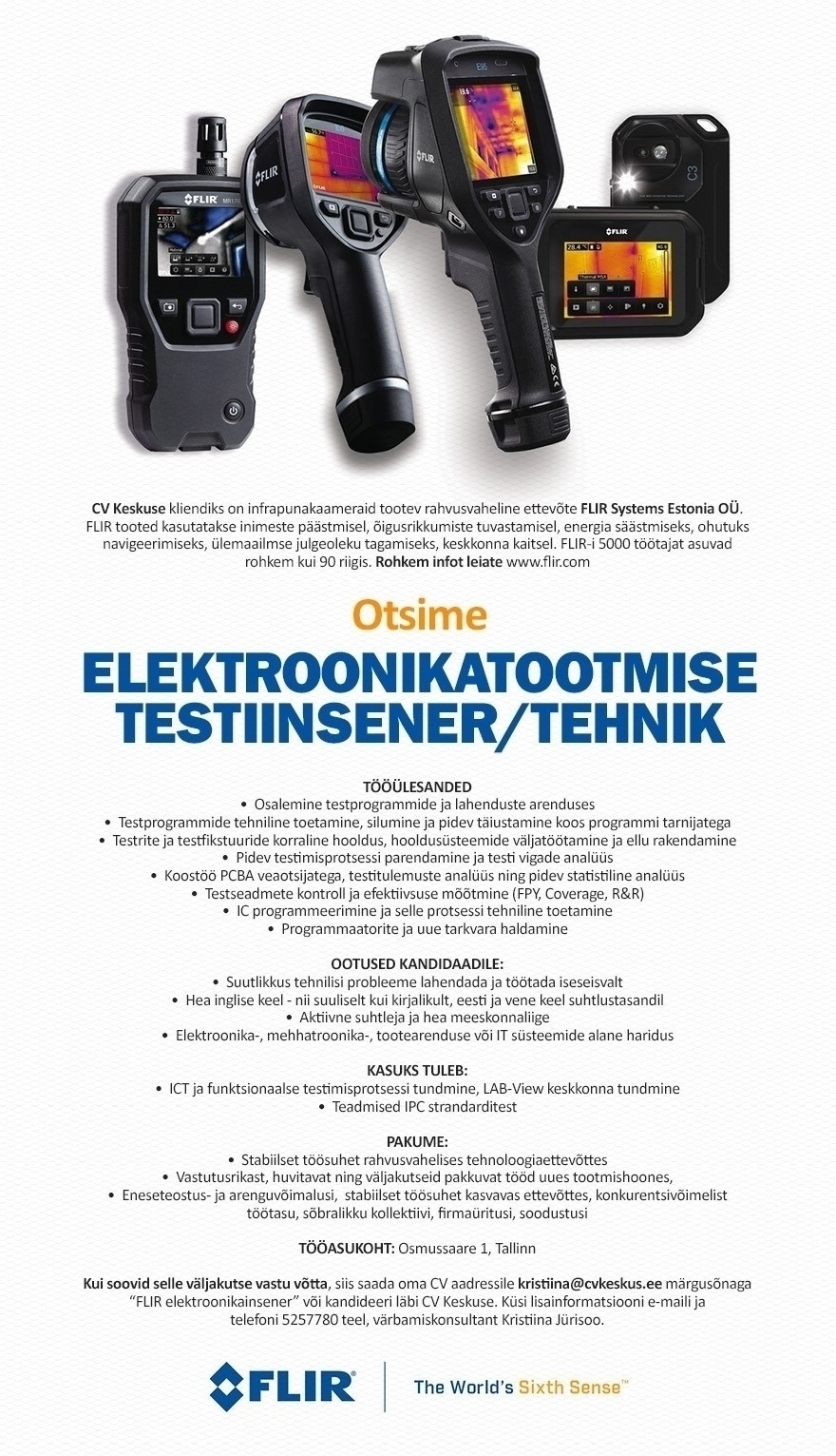 FLIR Systems Estonia OÜ Elektroonikatootmise Testiinsener/tehnik