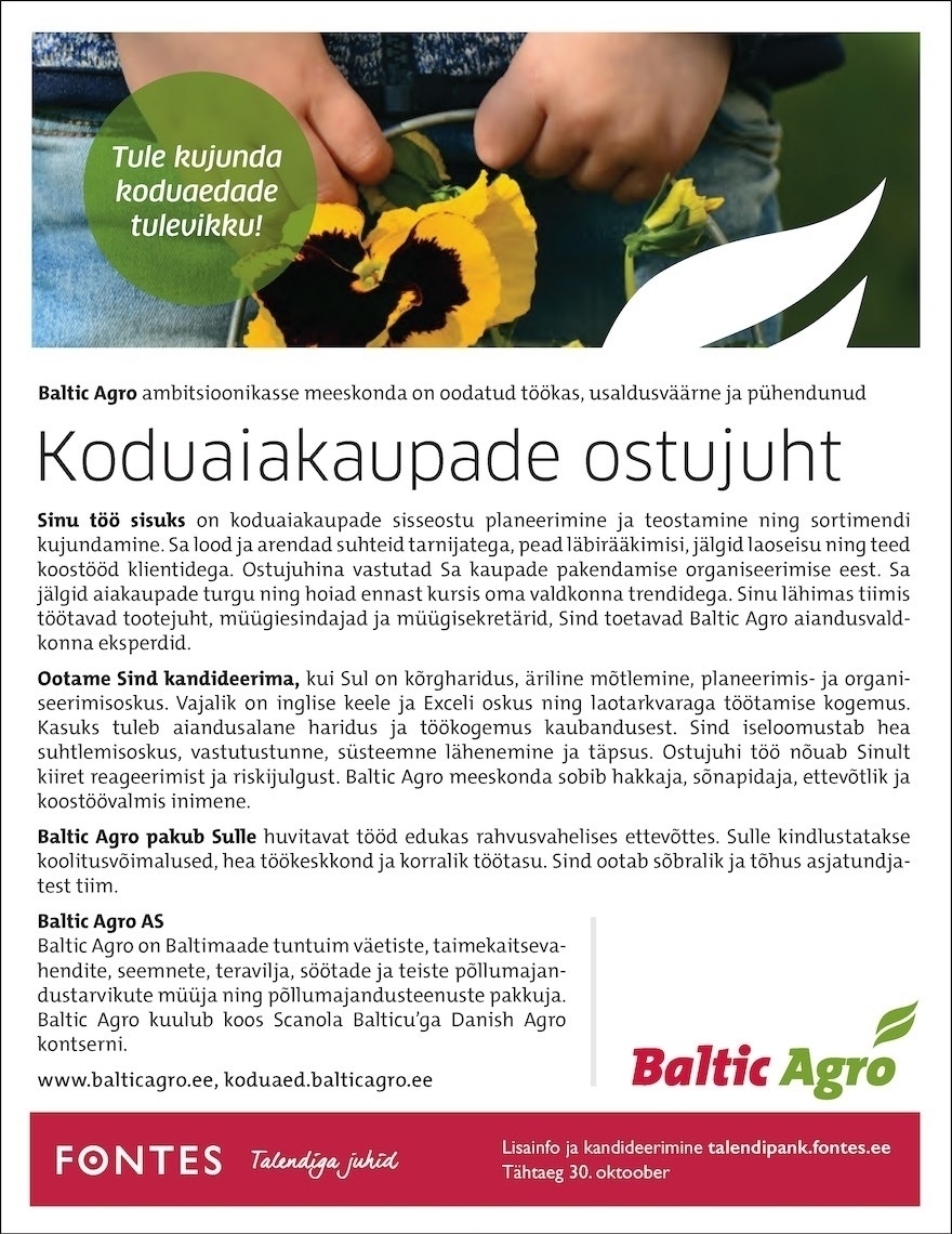 Baltic Agro AS Koduaiakaupade ostujuht