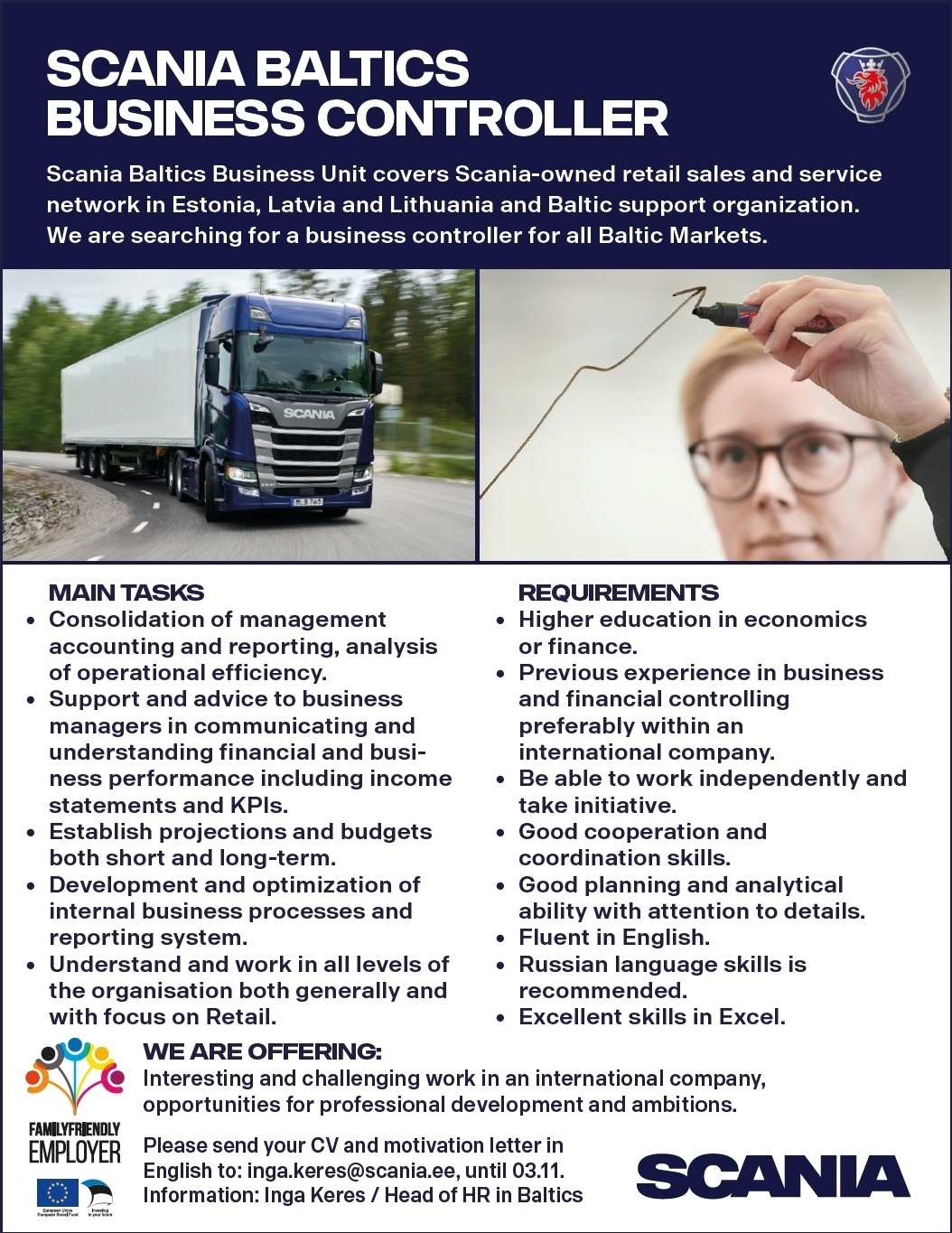 Scania Eesti AS Scania Baltics business controller