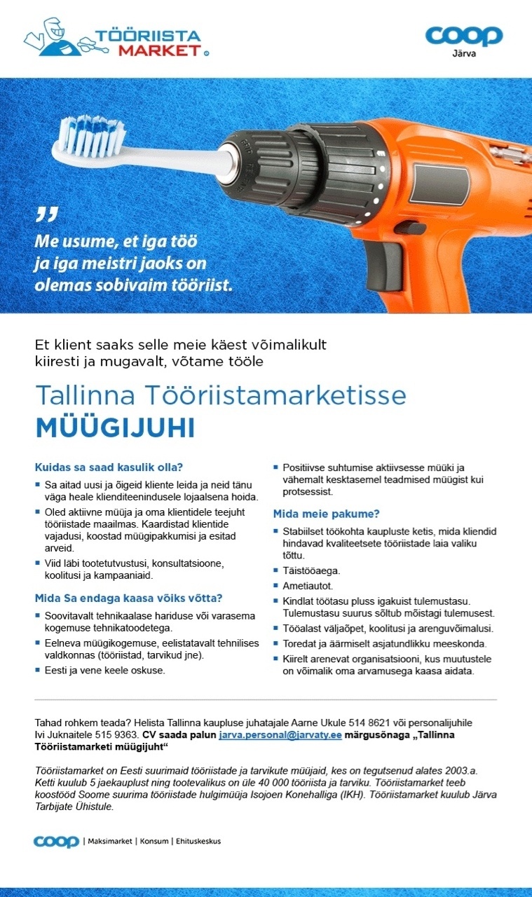 Tööriistamarket MÜÜGIJUHT (Tallinna Tööriistamarket)