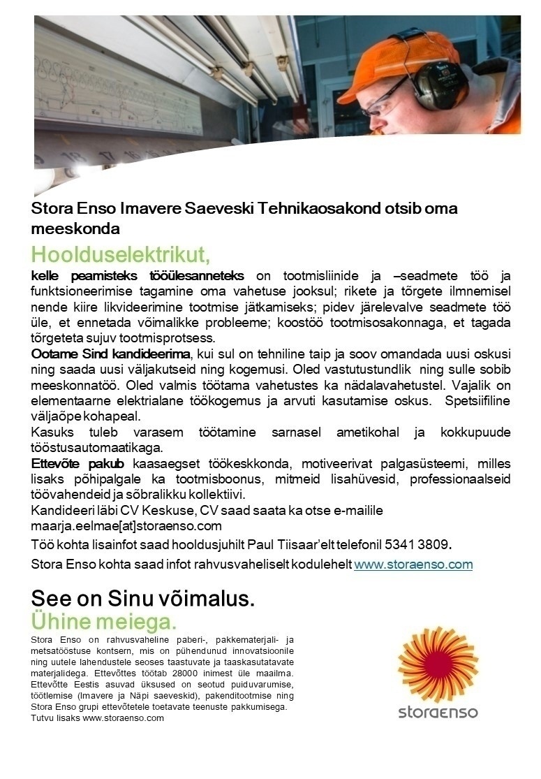 Stora Enso Eesti AS Hoolduselektrik