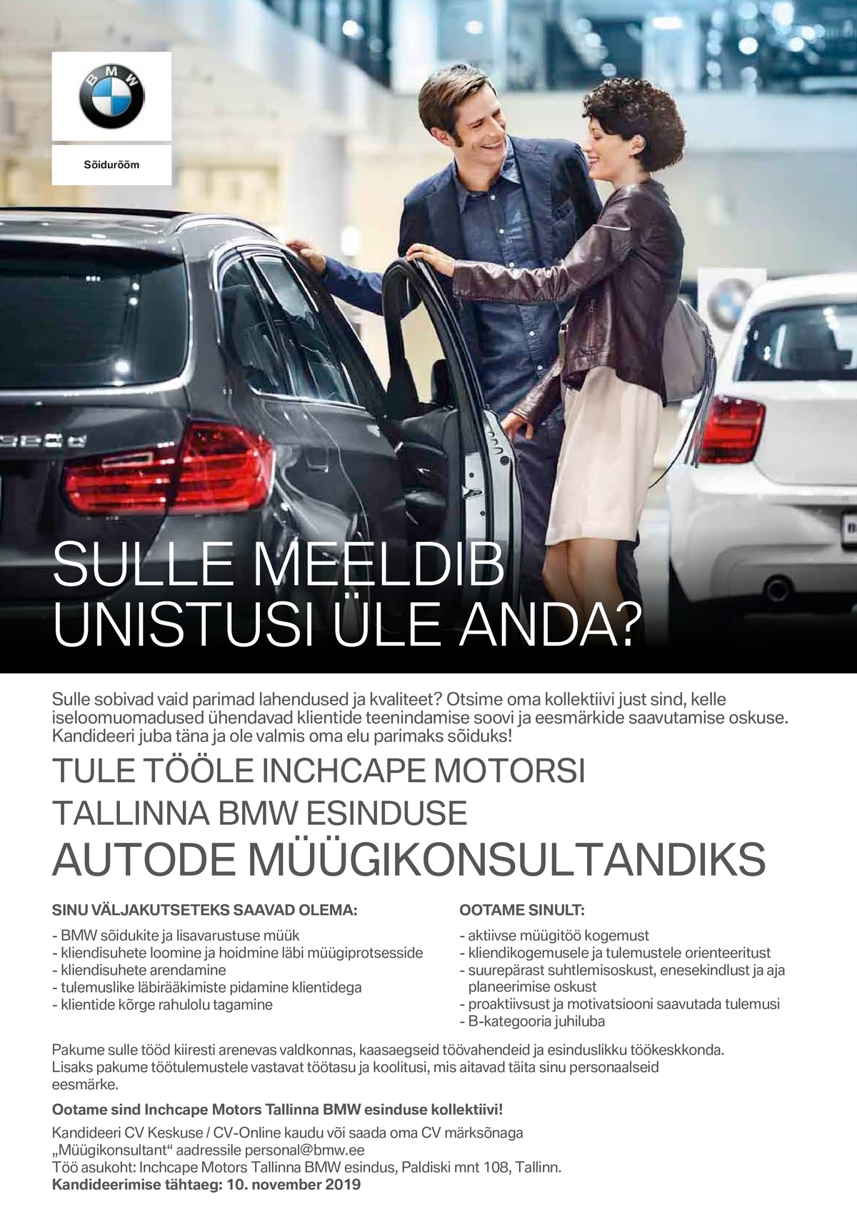 Inchcape Motors Tallinna BMW esindus BMW müügikonsultant