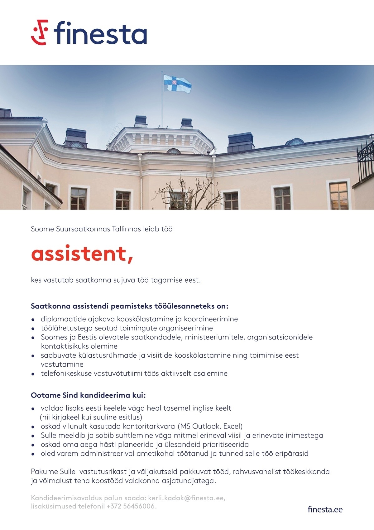 Finesta Baltic OÜ Assistent Soome Suursaatkonda
