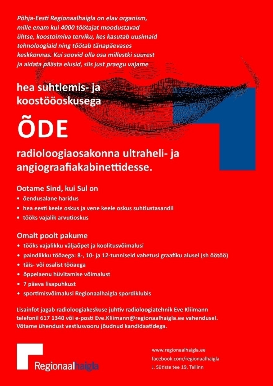 Põhja-Eesti Regionaalhaigla SA Õde radioloogiaosakonda