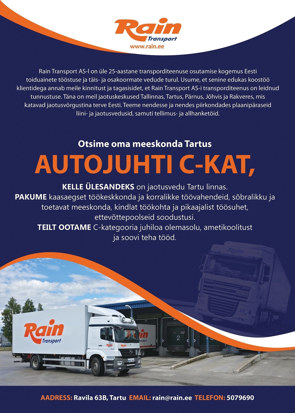 Rain Transport AS Autojuht C-kat