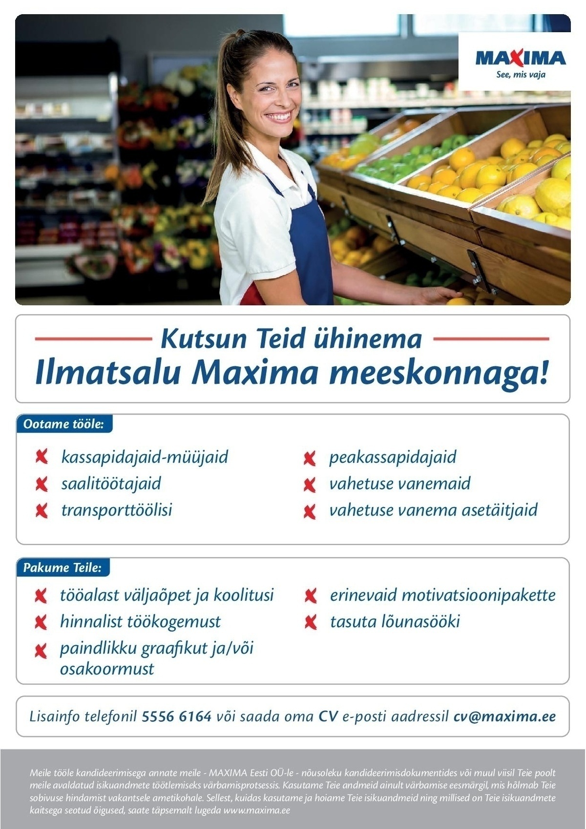 Maxima Eesti OÜ Klienditeenindaja uuendatud Ilmatsalu Maximas