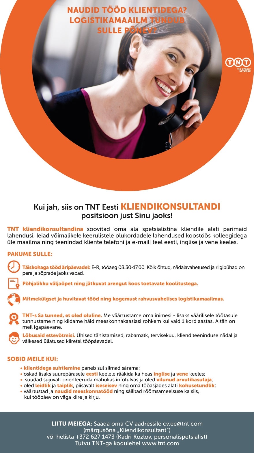 TNT EXPRESS WORLDWIDE EESTI AS TNT Kliendikonsultant
